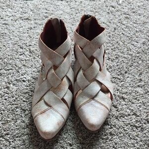Bed Stu Cream Ankle Booties